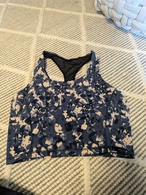 Sweaty Betty Blue and Cream Printed Crop Sports Top